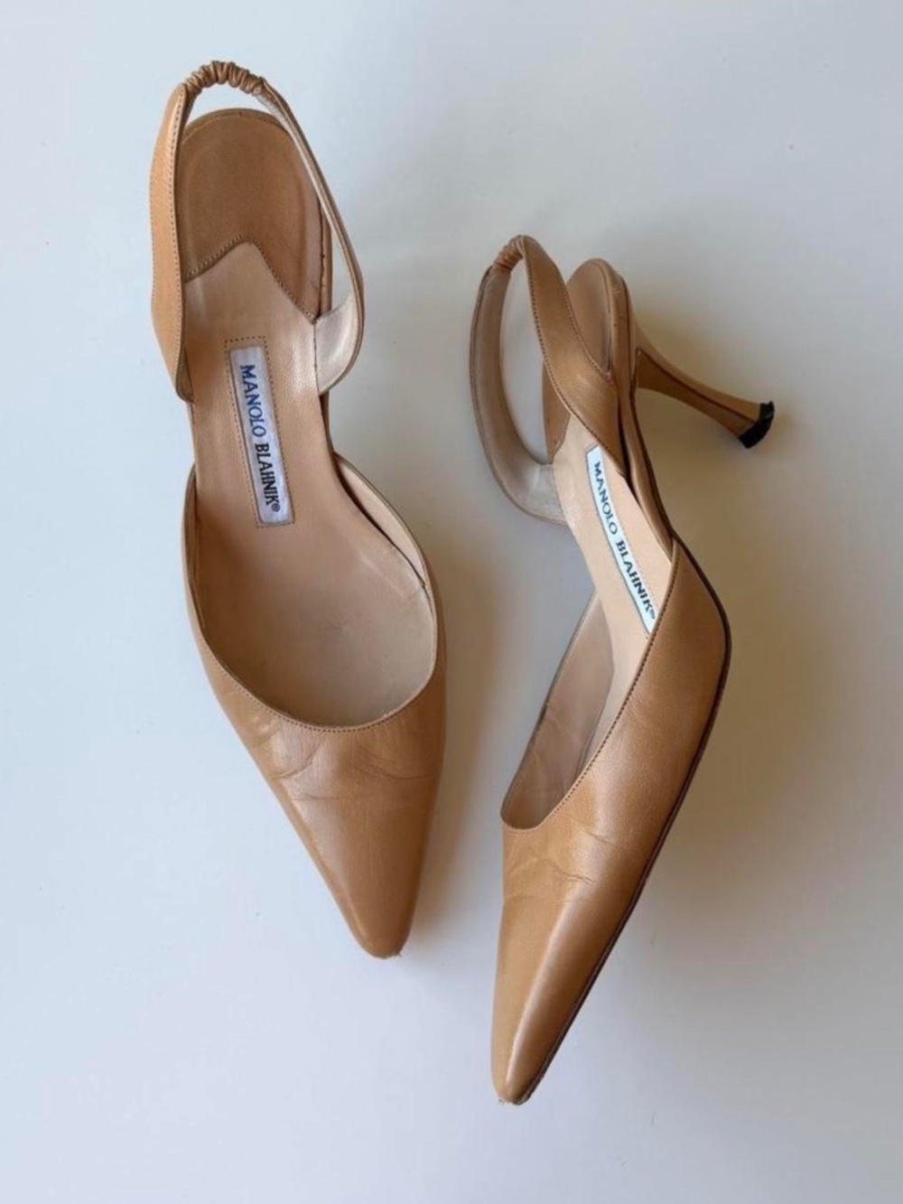 Manolo Blahnik vintage tan slingback heels – IT 38.5